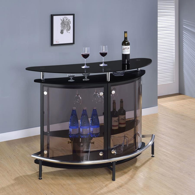 Amarillo Freestanding Glass Top Home Bar Wine Cabinet Black-zoom-