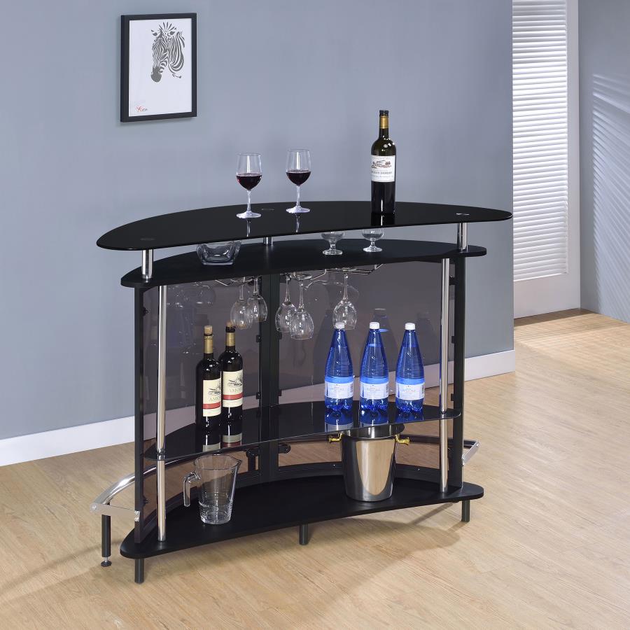 Amarillo Freestanding Glass Top Home Bar Wine Cabinet Black-3