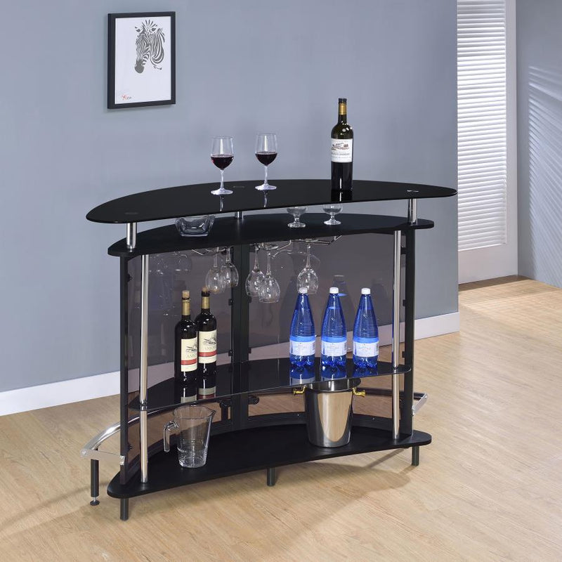 Amarillo Freestanding Glass Top Home Bar Wine Cabinet Black-zoom-