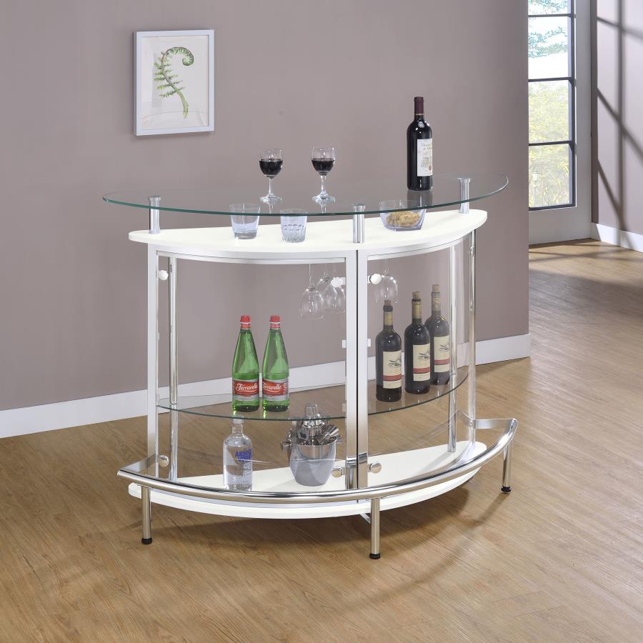 Amarillo Freestanding Glass Top Home Bar Wine Cabinet White-2