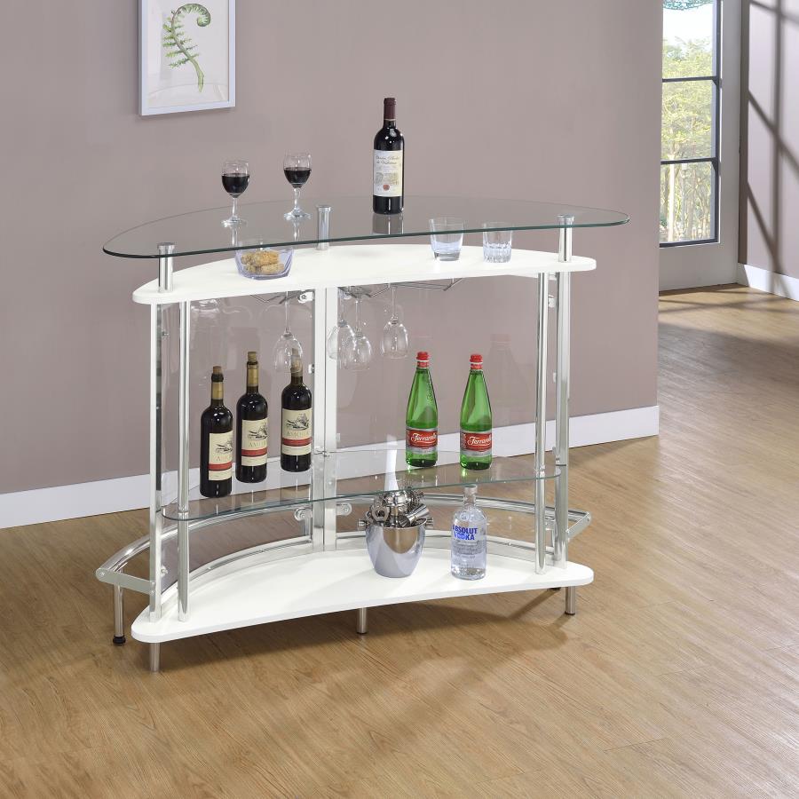 Amarillo Freestanding Glass Top Home Bar Wine Cabinet White-3