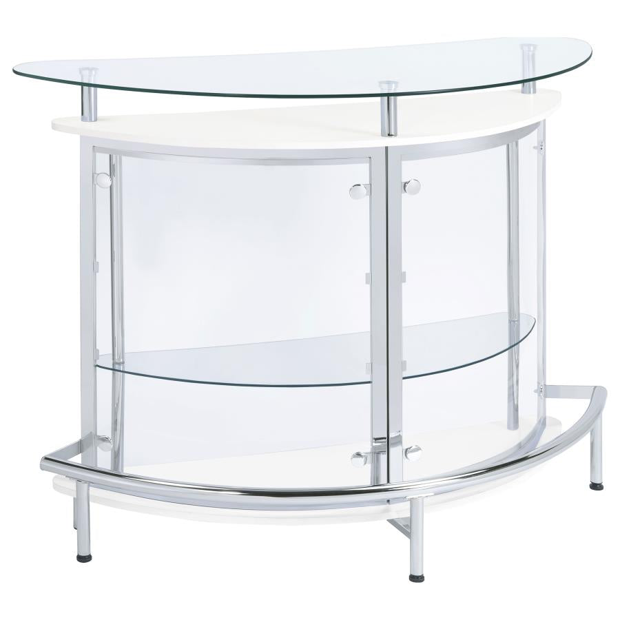 Amarillo Freestanding Glass Top Home Bar Wine Cabinet White-zoom-1
