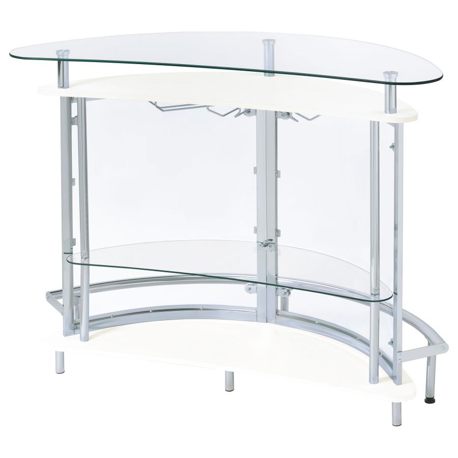 Amarillo Freestanding Glass Top Home Bar Wine Cabinet White-9