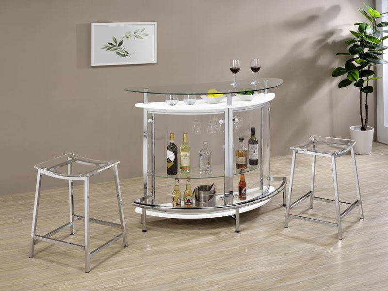 Amarillo Freestanding Glass Top Home Bar Wine Cabinet White-zoom-