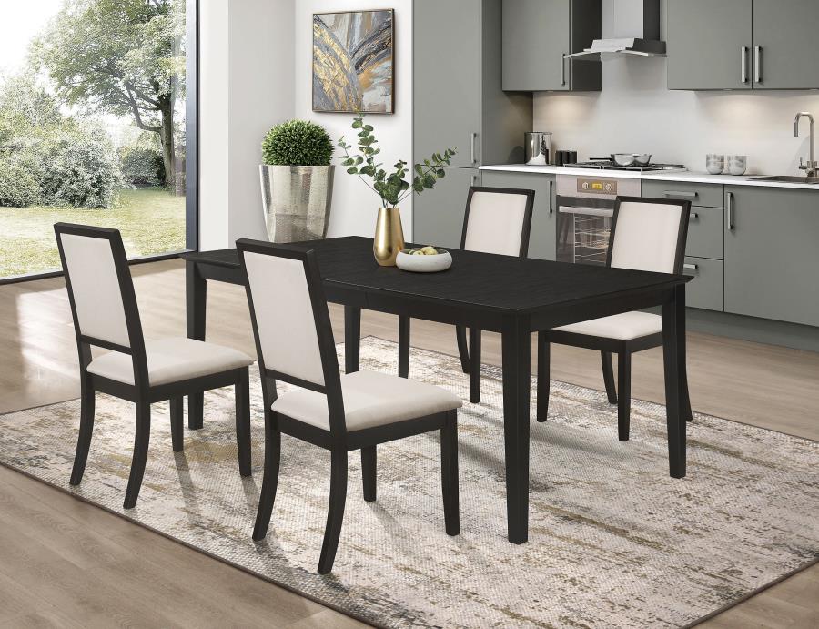Louise 5-piece Rectangular Extension Leaf Dining Set Black-1