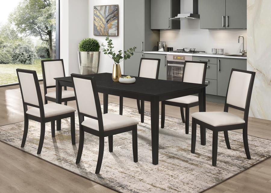 Louise 7-piece Rectangular Extension Leaf Dining Set Black-1