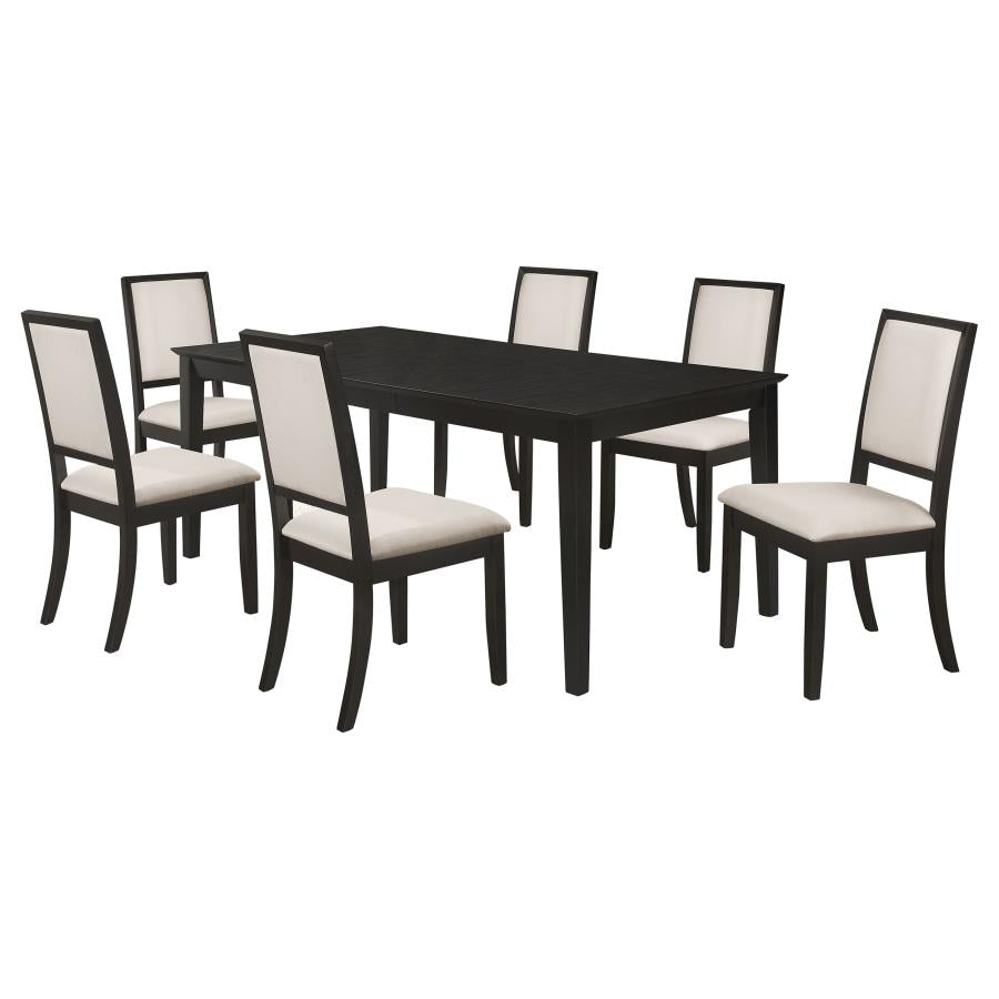 Louise 7-piece Rectangular Extension Leaf Dining Set Black-zoom-2