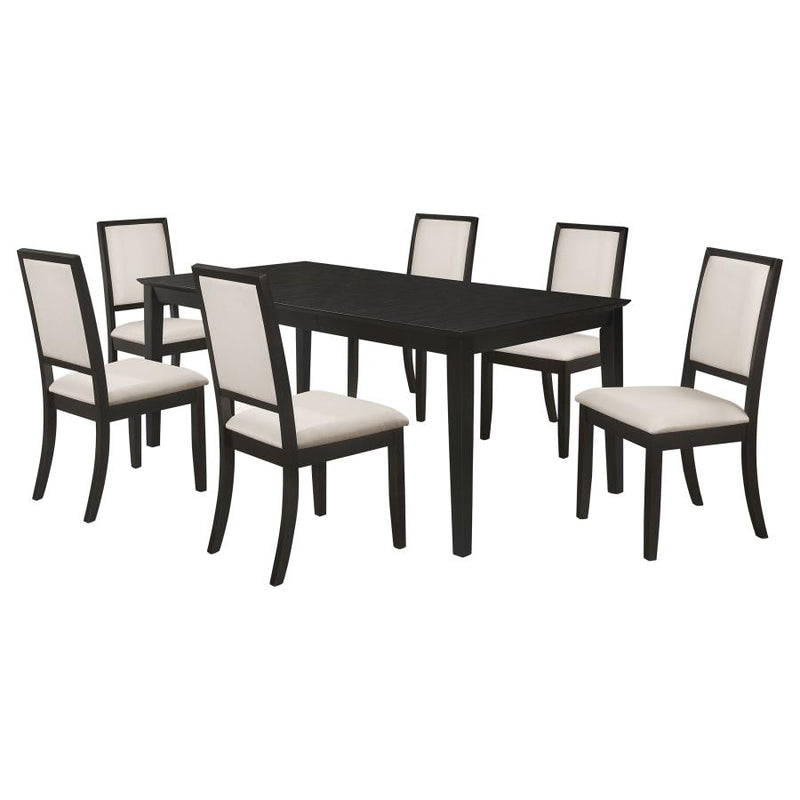 Louise 7-piece Rectangular Extension Leaf Dining Set Black-zoom-