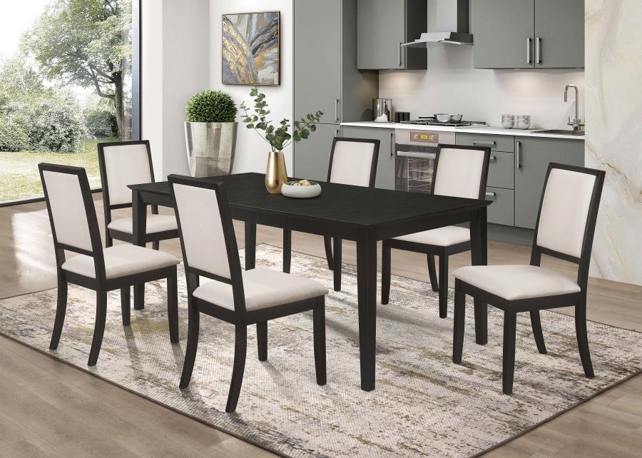 Louise Rectangular 78-inch Extension Leaf Dining Table Black-6