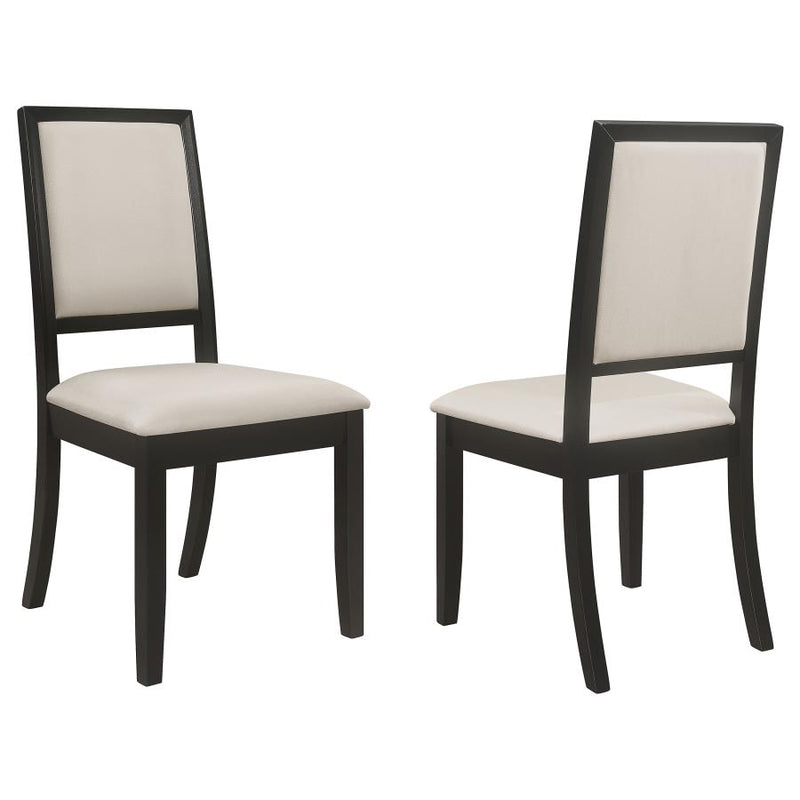 Louise Upholstered Wood Dining Side Chair Black (Set of 2)-zoom-