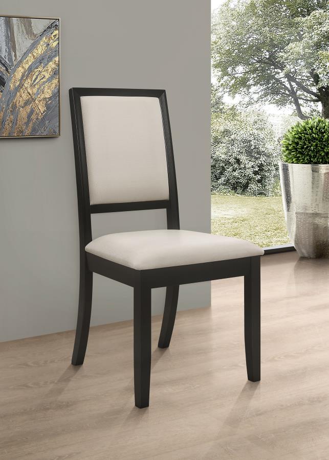Louise Upholstered Wood Dining Side Chair Black (Set of 2)-zoom-