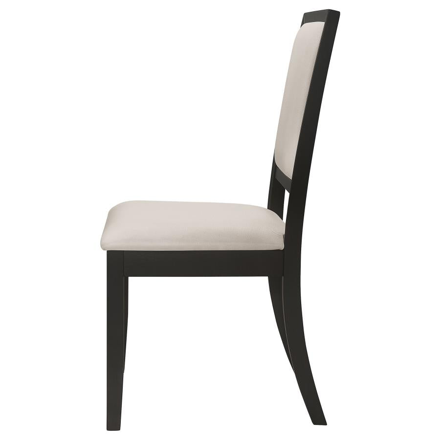 Louise Upholstered Wood Dining Side Chair Black (Set of 2)-6