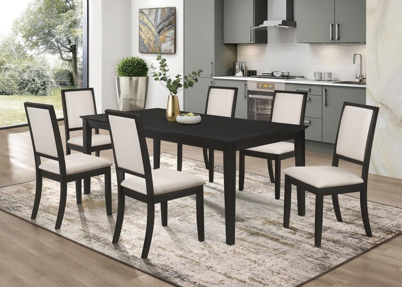 Louise Upholstered Wood Dining Side Chair Black (Set of 2)-zoom-