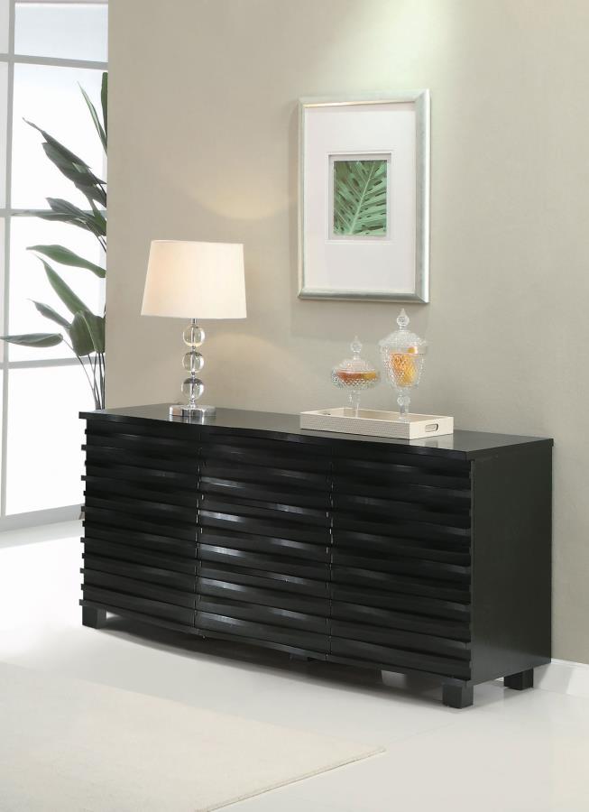 Stanton 3-drawer Sideboard Buffet Storage Cabinet Black-zoom-2
