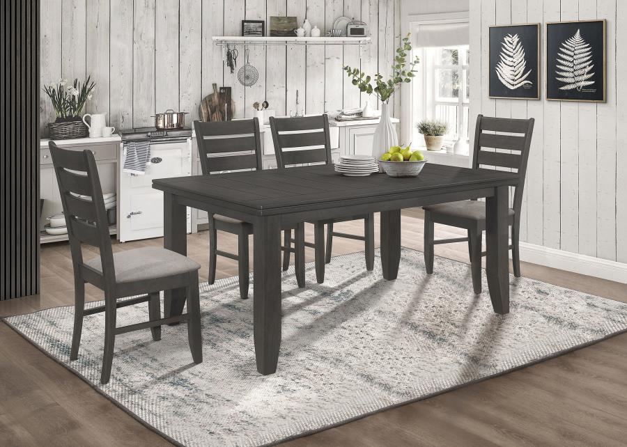 Dalila 5-piece Rectangular Dining Table Set Dark Grey-1