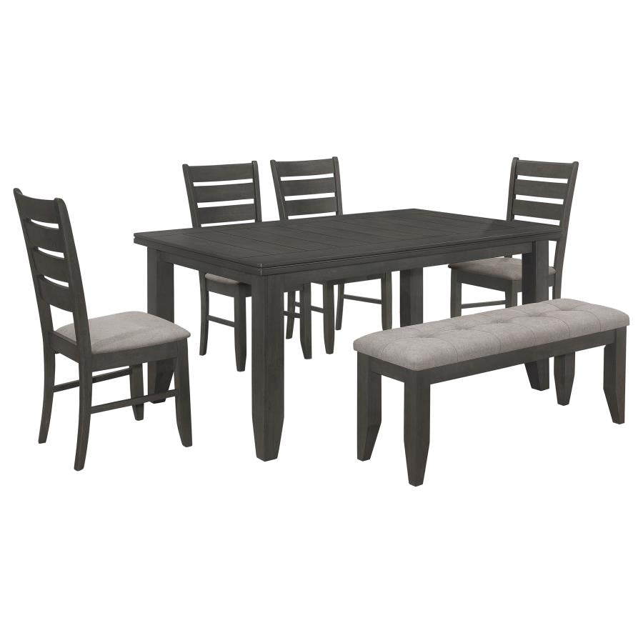 Dalila 6-piece Rectangular Dining Table Set Dark Grey-zoom-2