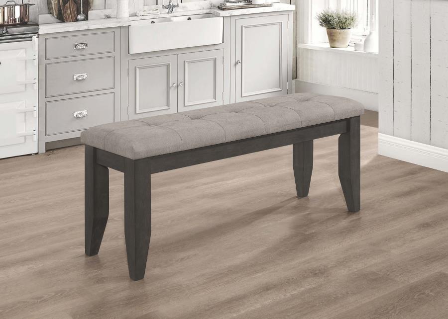 Dalila Fabric Upholstered Wood Dining Bench Dark Grey-zoom-2