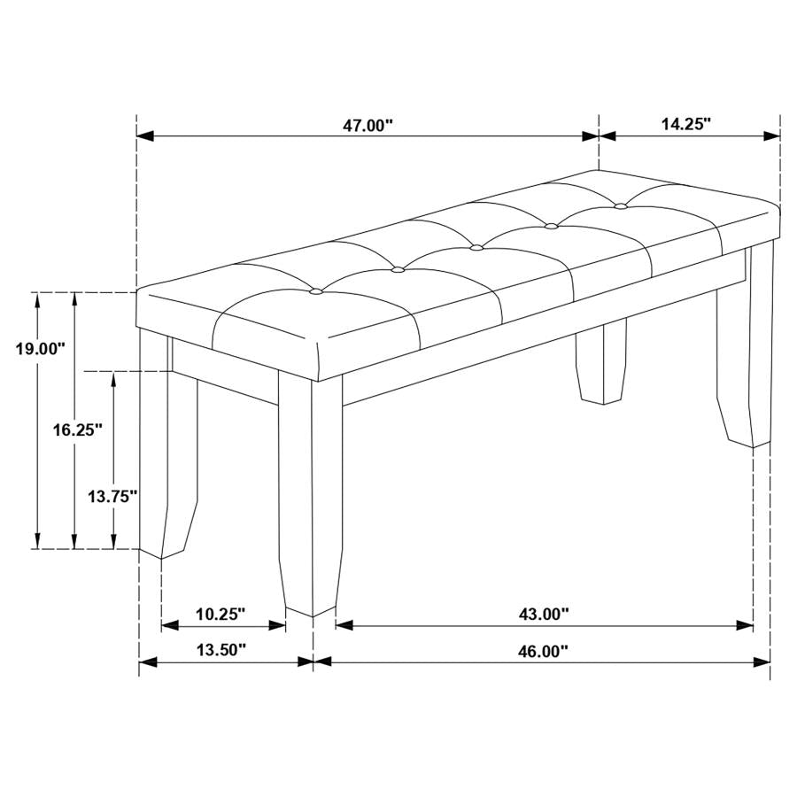 Dalila Fabric Upholstered Wood Dining Bench Dark Grey-9