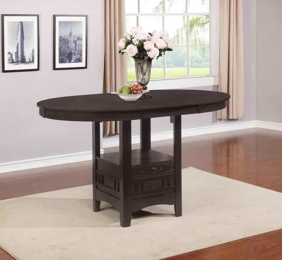 Lavon Oval 60-inch Counter Height Extension Dining Table Espresso-2