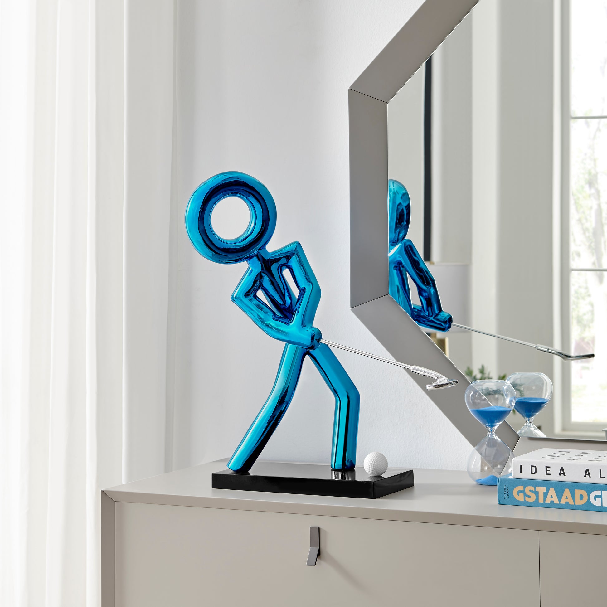Golf Man Sculpture // Metallic Blue-1