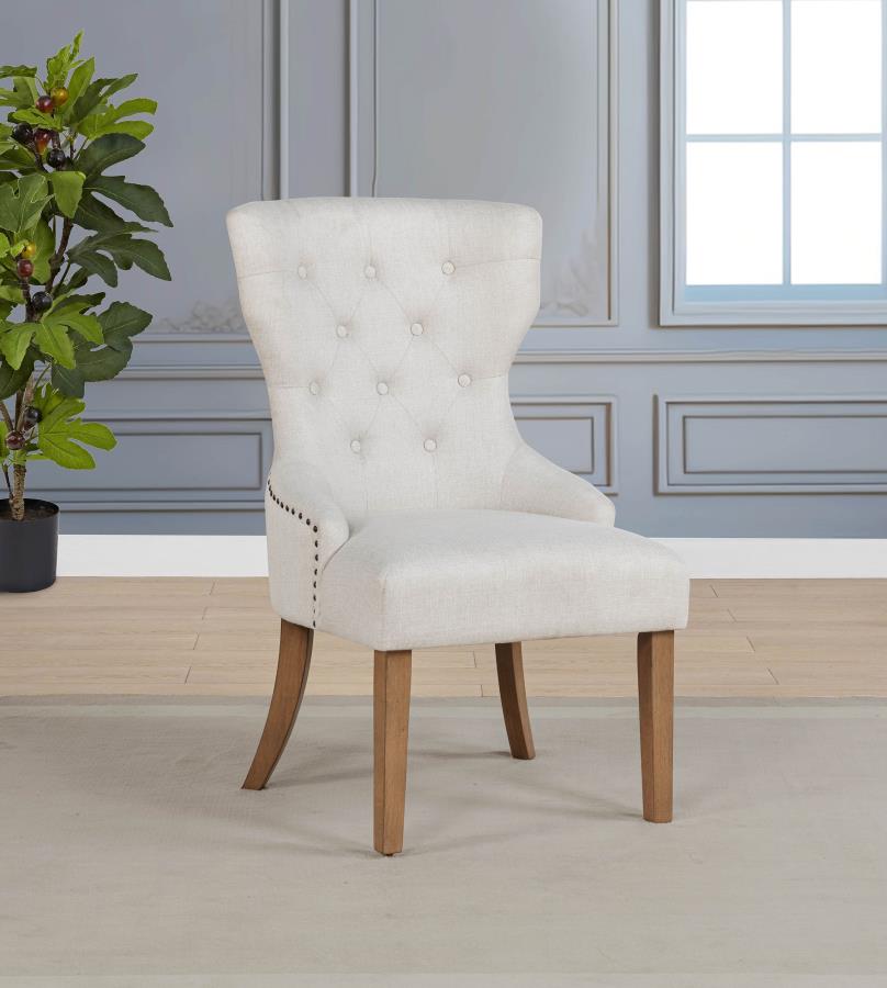 Baney Fabric Upholstered Dining Side Chair Beige and Rustic Grey-2