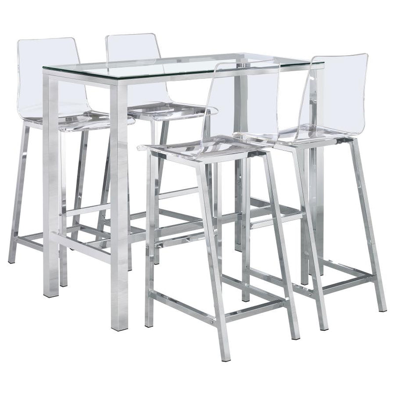 Tolbert 5-piece Bar Set with Acrylic Chairs Clear and Chrome-zoom-