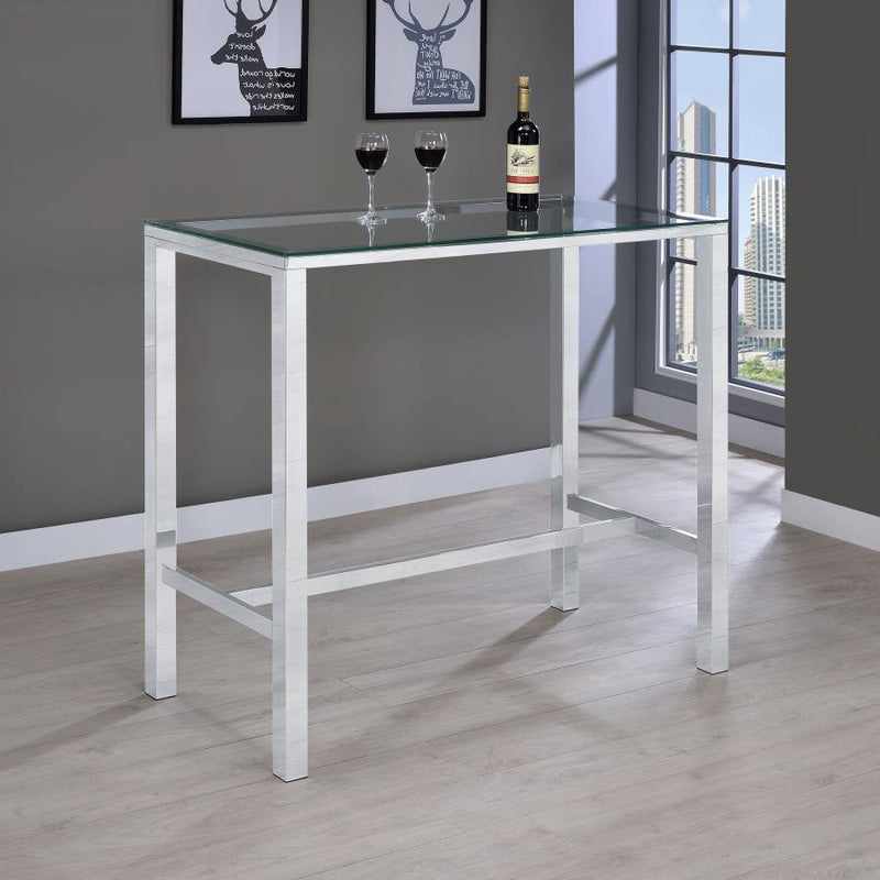 Tolbert Rectangular 47-inch Glass Top Pub Bar Table Chrome-zoom-