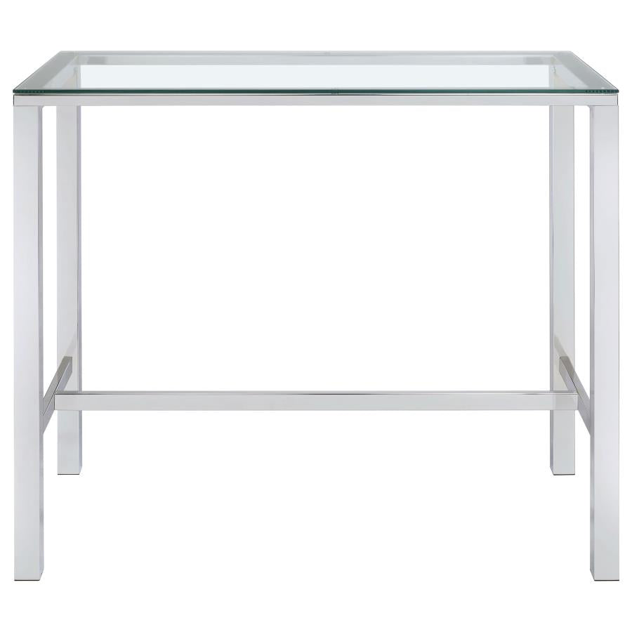 Tolbert Rectangular 47-inch Glass Top Pub Bar Table Chrome-3