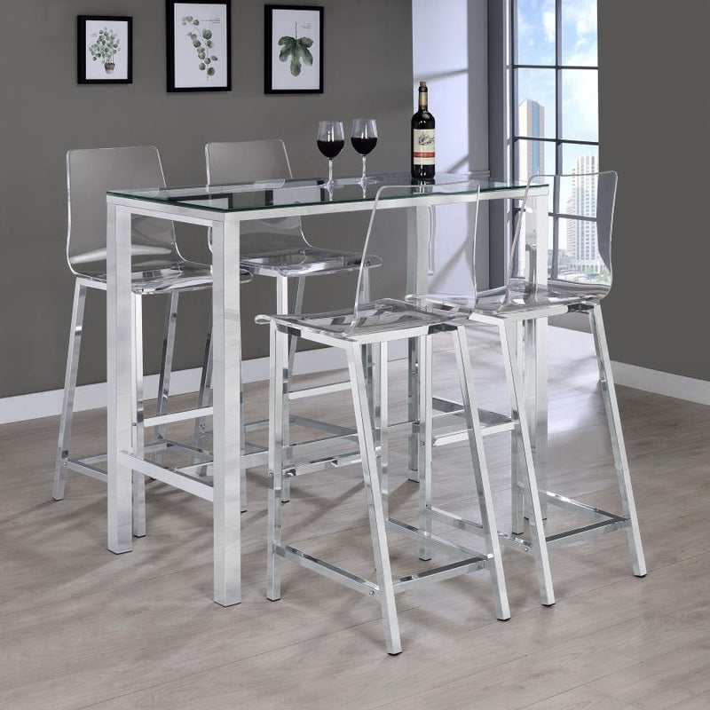 Tolbert Rectangular 47-inch Glass Top Pub Bar Table Chrome-zoom-