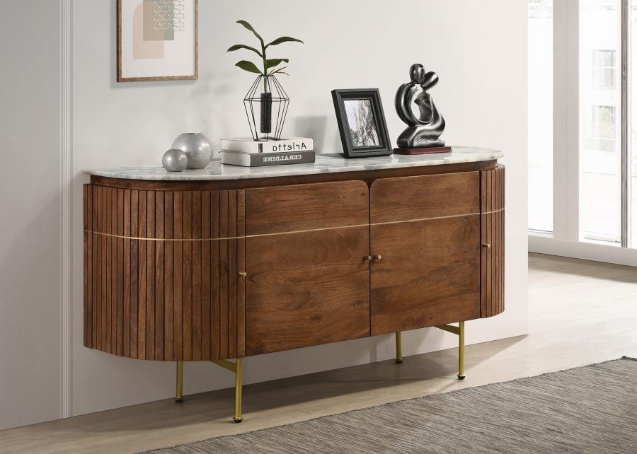 Ortega 4-door Marble Top Sideboard Buffet Cabinet Natural-2