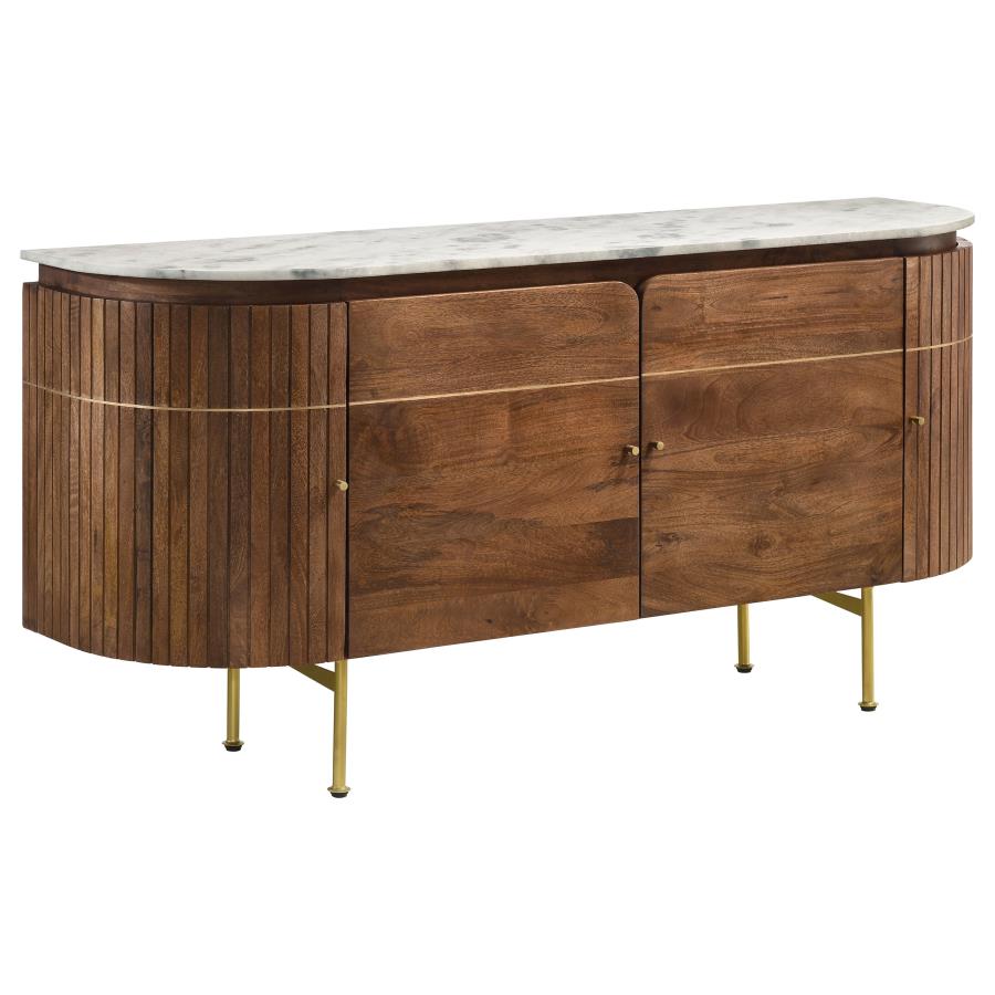 Ortega 4-door Marble Top Sideboard Buffet Cabinet Natural-zoom-1