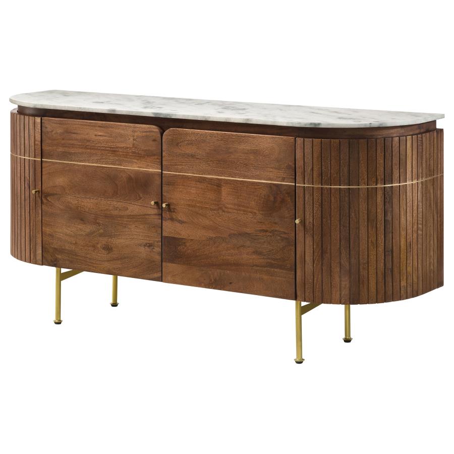 Ortega 4-door Marble Top Sideboard Buffet Cabinet Natural-zoom-6