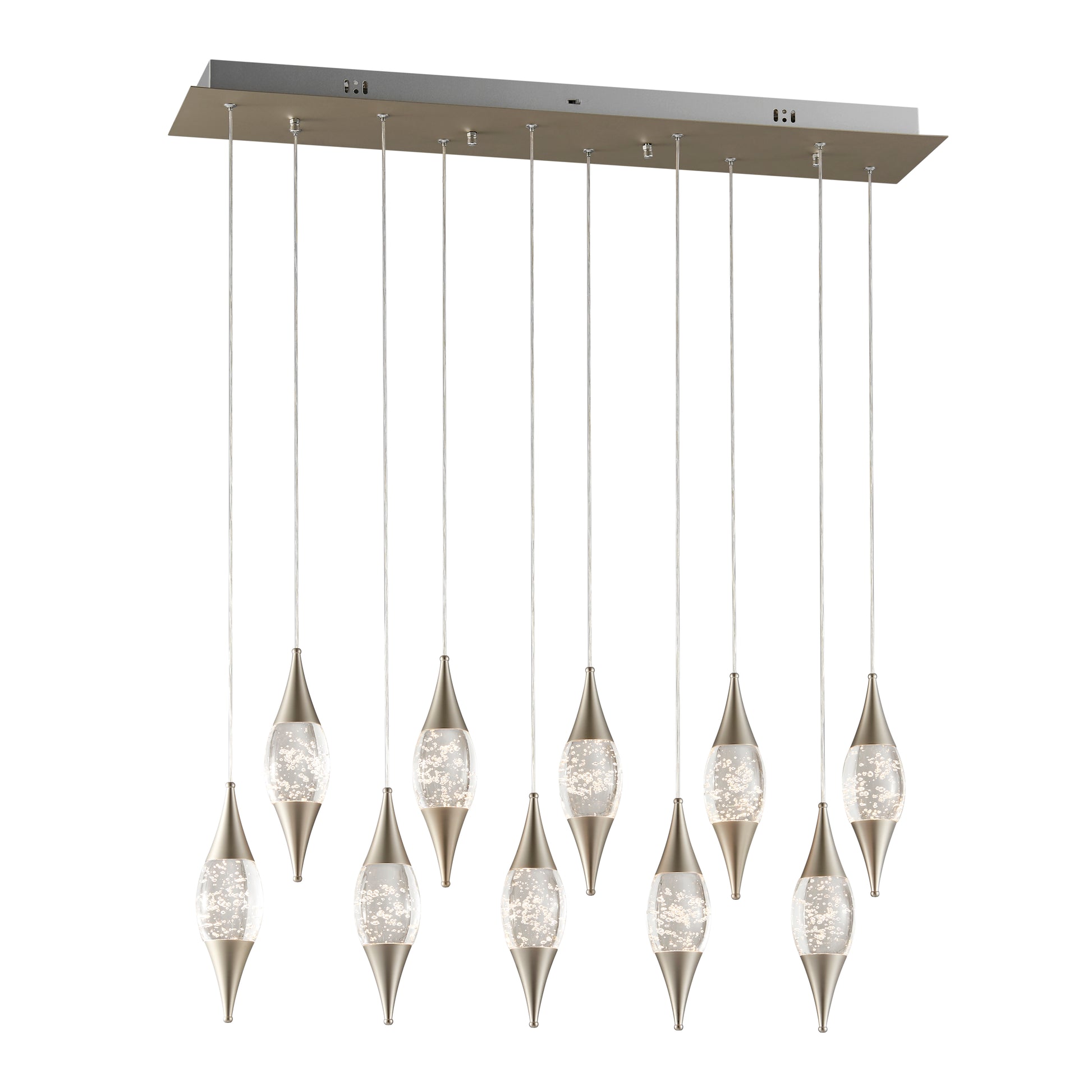 Shinny Teardrops Rectangular Chandelier // Matte Nickel-1