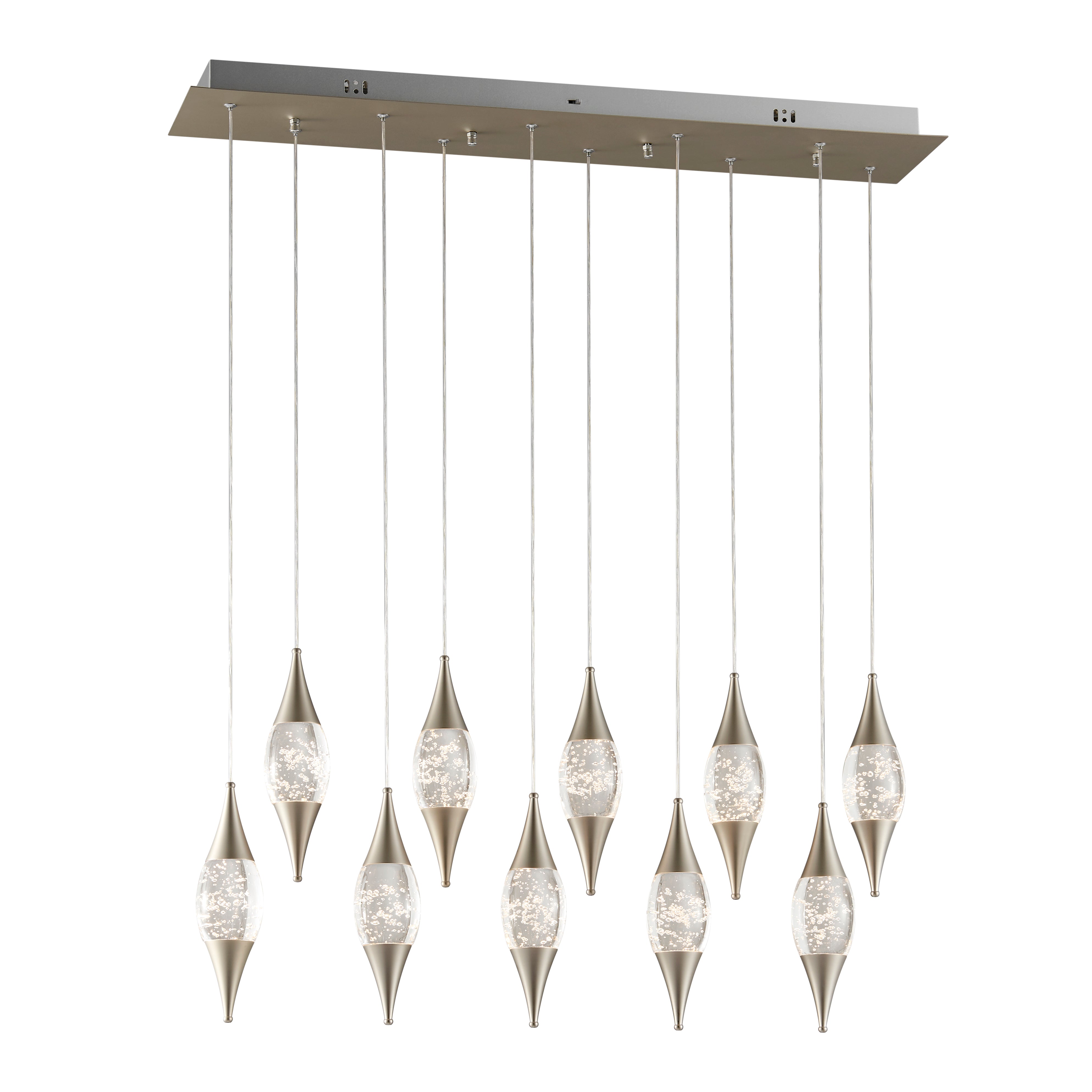 Shinny Teardrops Rectangular Chandelier // Matte Nickel-zoom-1