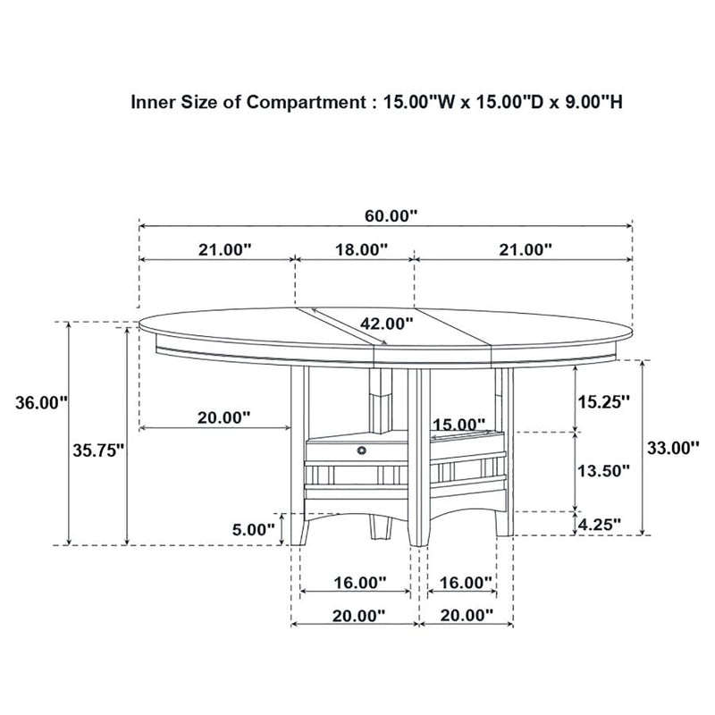 Lavon Oval 60-inch Counter Height Extension Dining Table Chestnut-zoom-