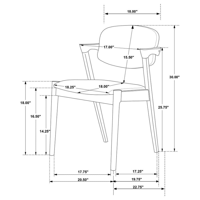 Malone Padded Wood Dining Arm Chair Dark Walnut (Set of 2)-zoom-