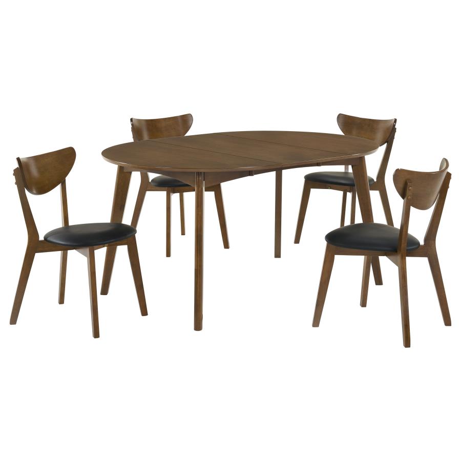 Jedda 5-piece Oval Dining Table Set Dark Walnut-zoom-2
