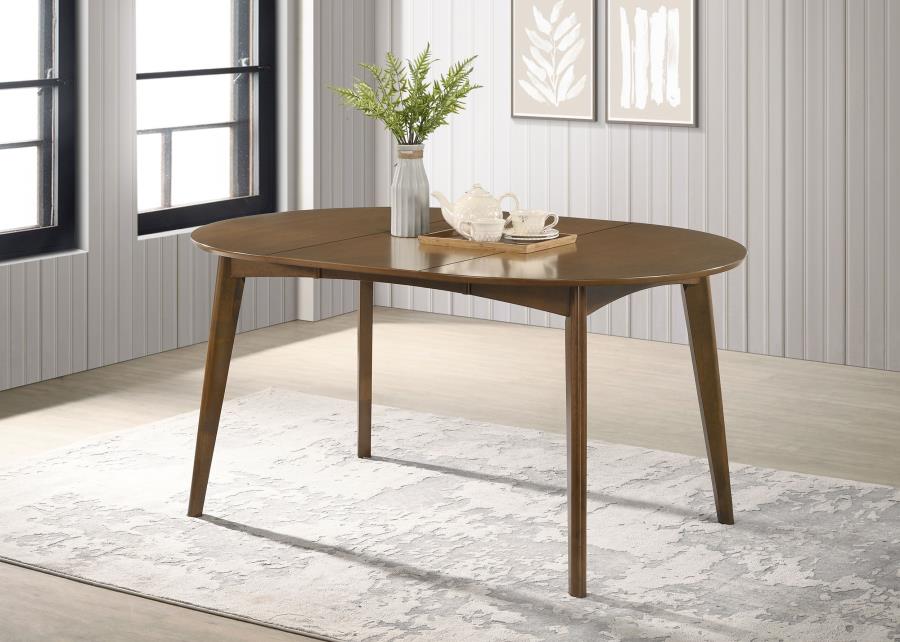 Jedda Oval 60-inch Extension Leaf Dining Table Dark Walnut-2