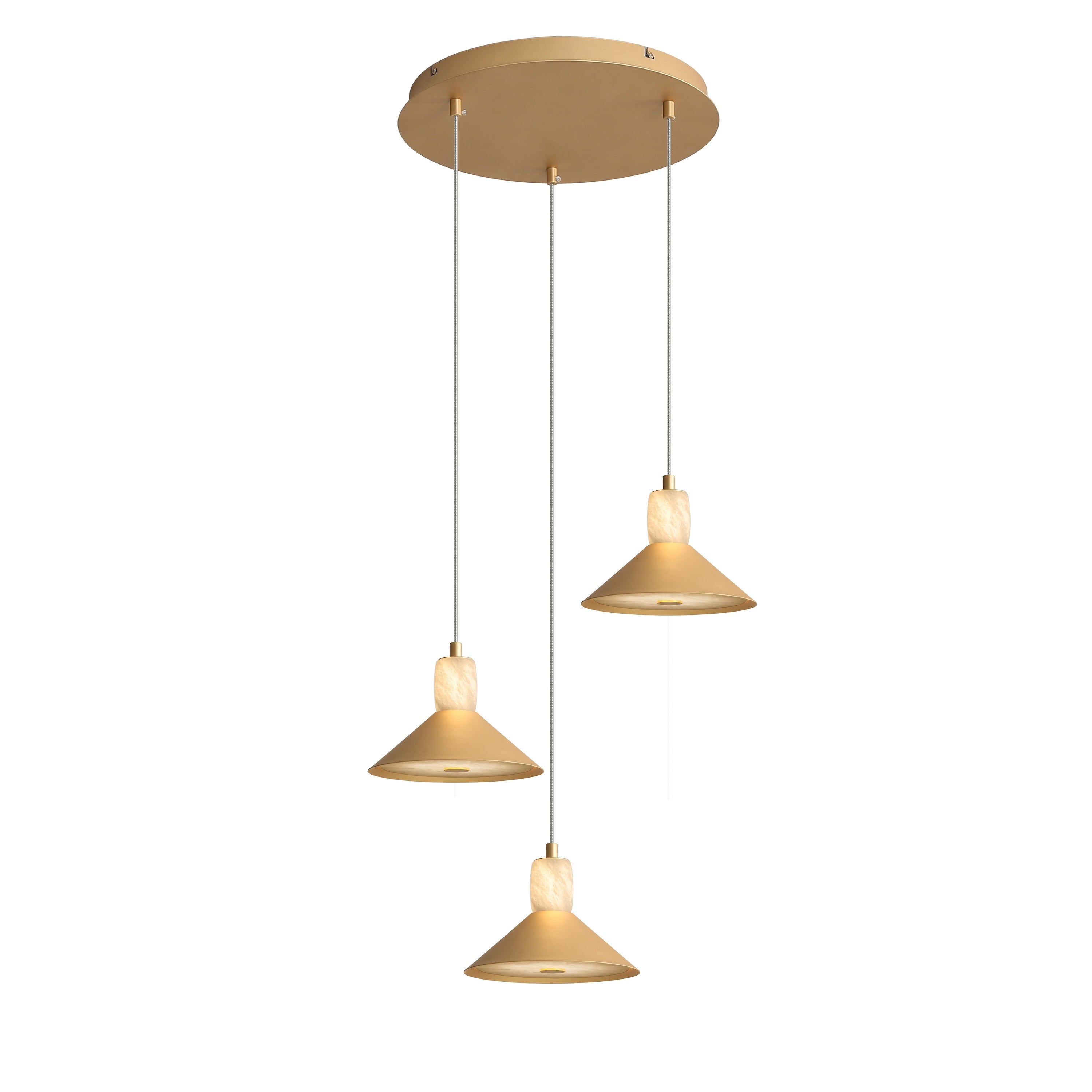 Three head Painted Antique Brass Chandelier-zoom-1