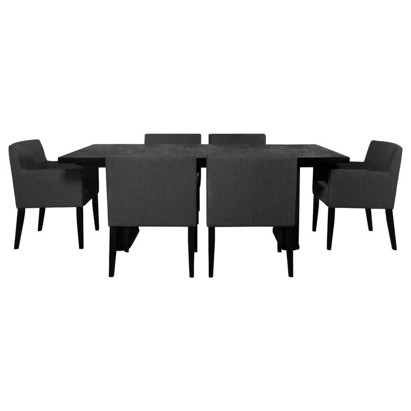 Catherine 7-piece Rectangular Dining Table Set Black-zoom-