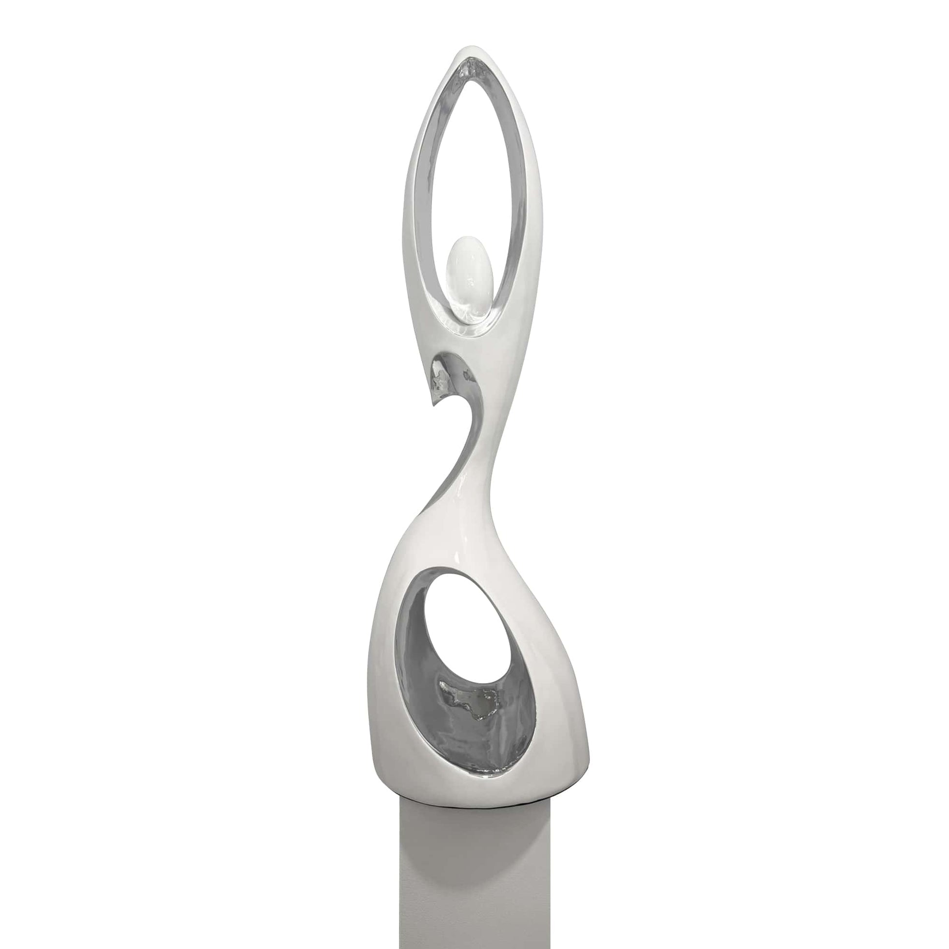 Tall Doll Floor Sculpture // White and Chrome-1