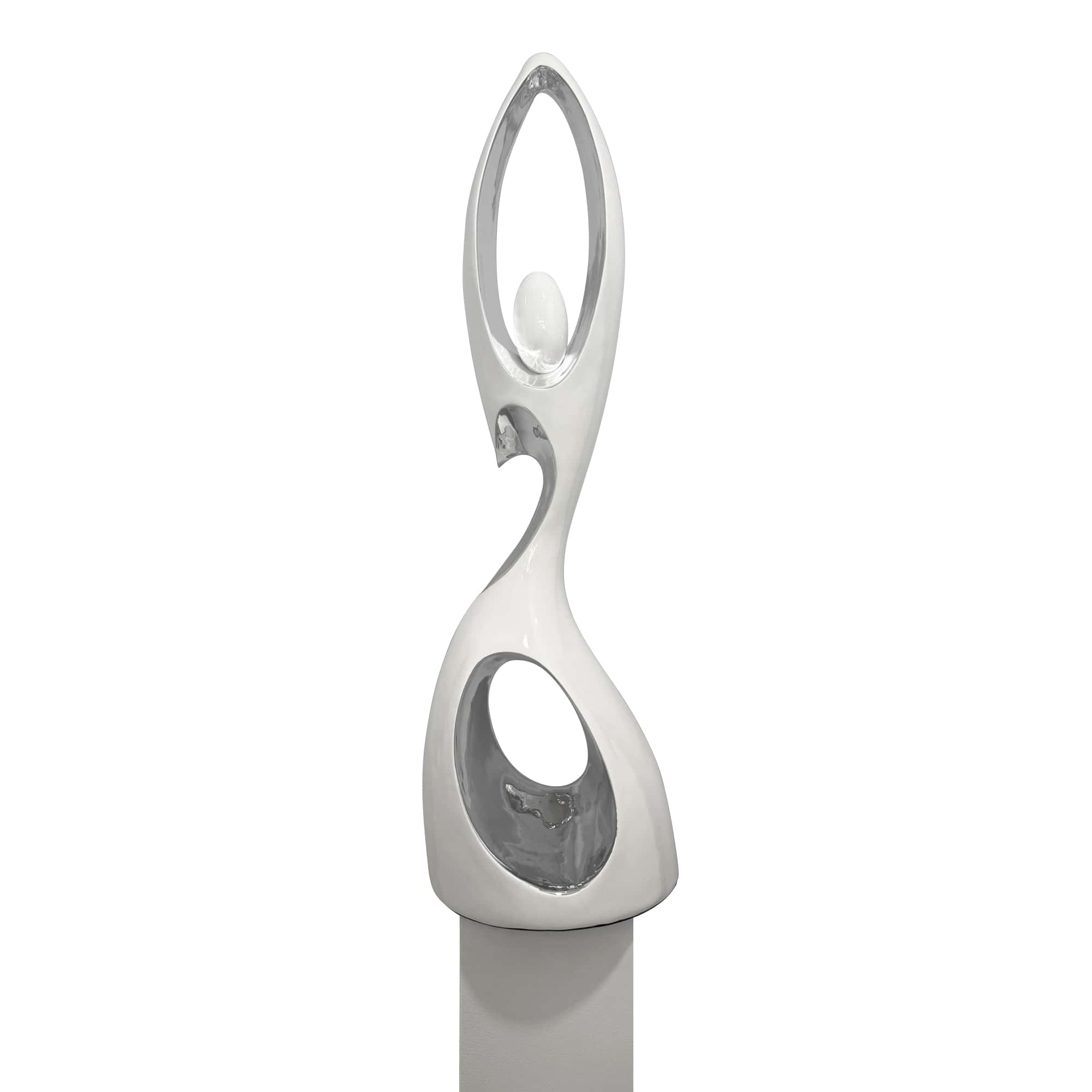 Tall Doll Floor Sculpture // White and Chrome