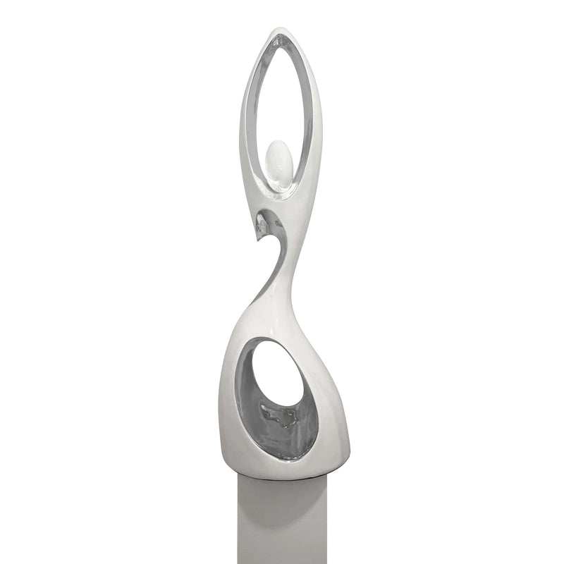 Tall Doll Floor Sculpture // White and Chrome-zoom-