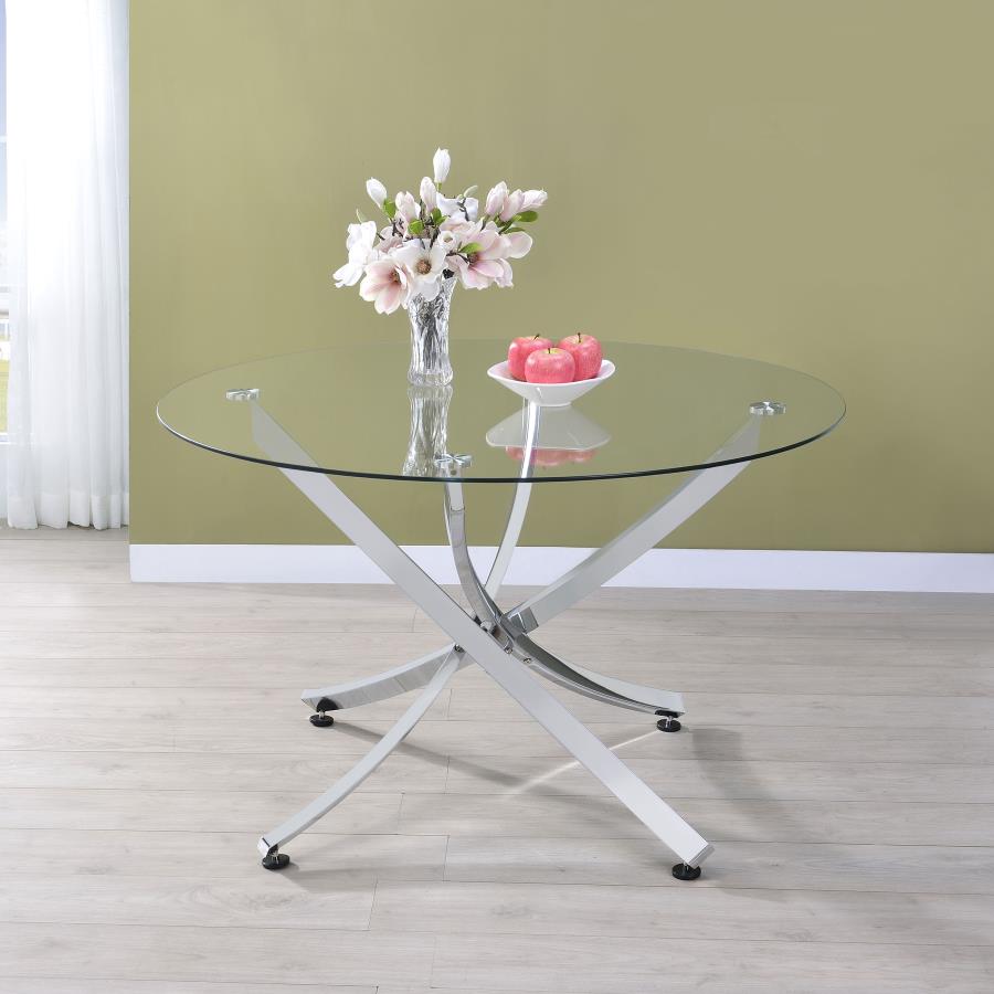 Beckham Round 46-inch Glass Top Dining Table Chrome-zoom-2