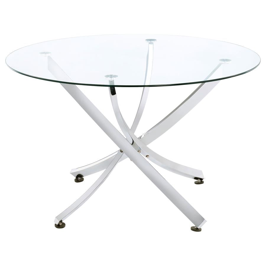 Beckham Round 46-inch Glass Top Dining Table Chrome-zoom-1