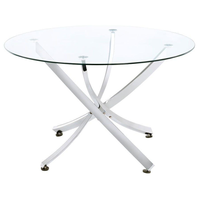 Beckham Round 46-inch Glass Top Dining Table Chrome-zoom-