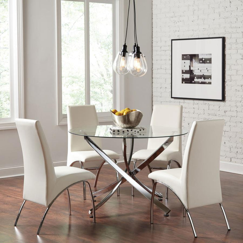 Beckham Round 46-inch Glass Top Dining Table Chrome-zoom-