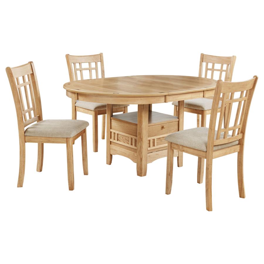 Lavon 5-piece Oval Extension Leaf Dining Set Light Oak-2
