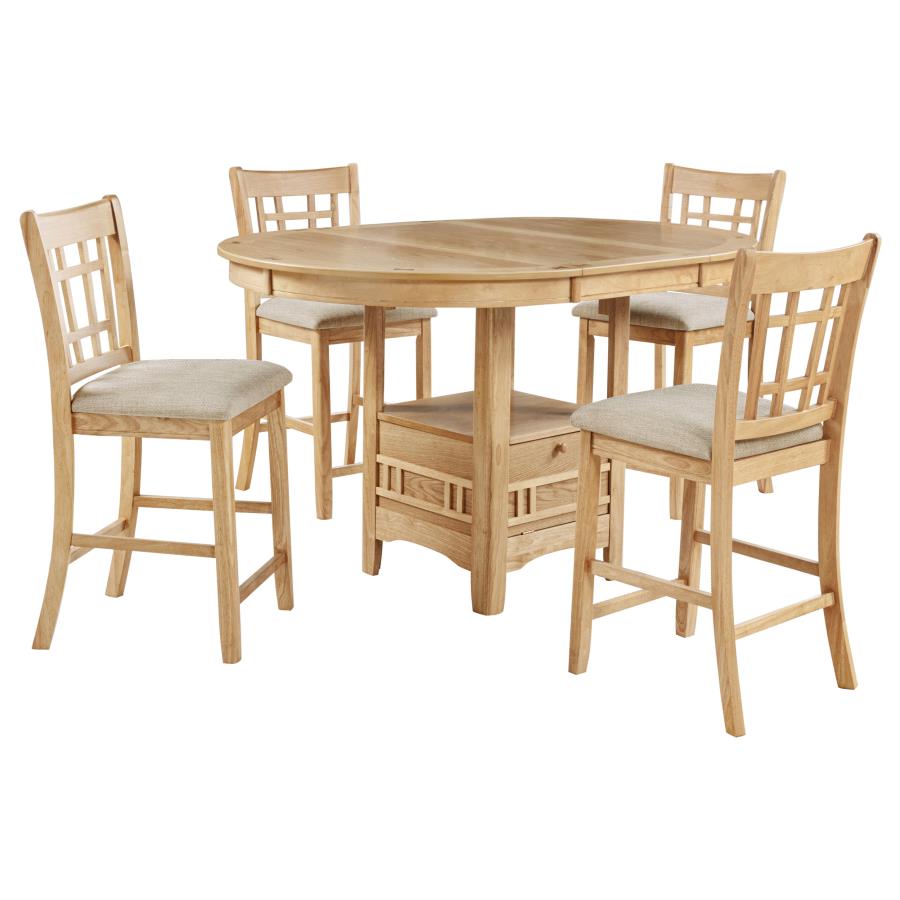 Lavon 5-piece Oval Counter Height Dining Set Light Oak-2