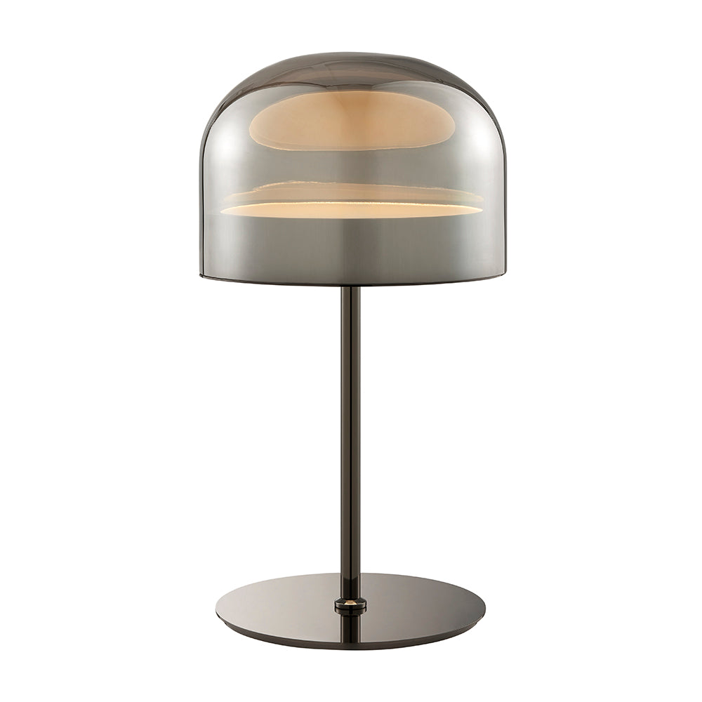 Iron and Smoky Glass Table Lamp // Black-1